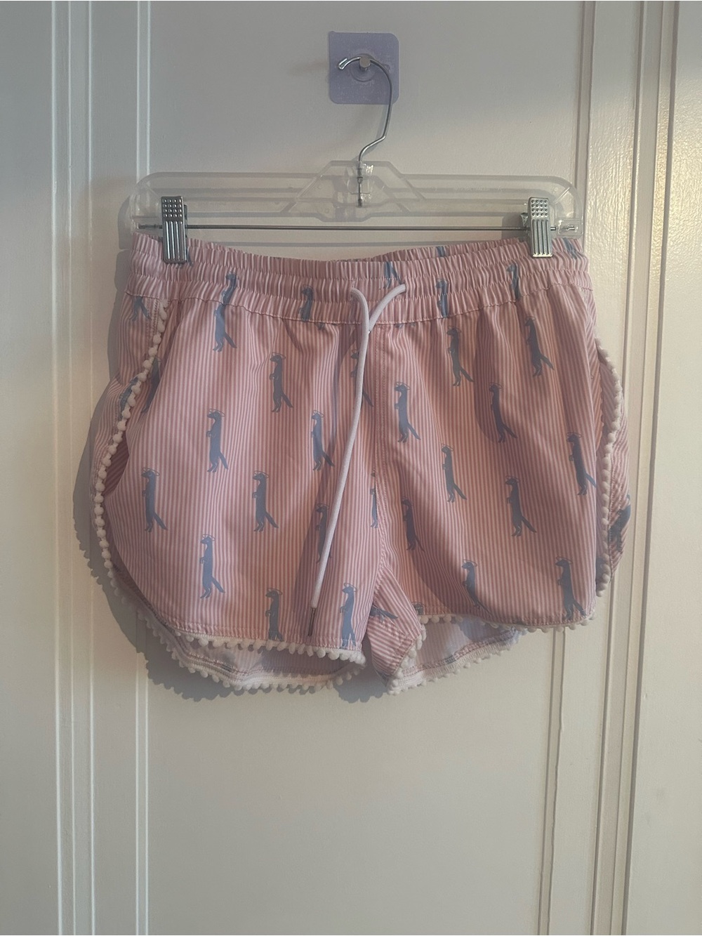 Southern Saint Pom Pom Shorts, Mongoose Seersucker Print, L
